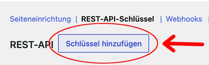 Knopf Schlüssel hinzufügen in der Schlüsselübersicht von WooCommerce