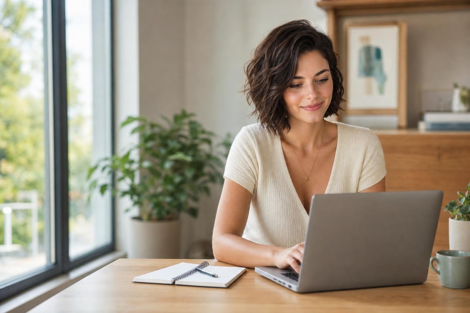 Freiberuflerin am Schreibtisch in ihrem Home-Office